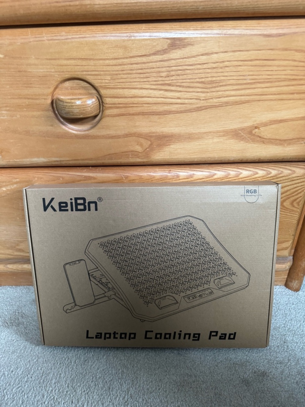 KeiBn Laptop Cooling Pad with phone stand- brown Box